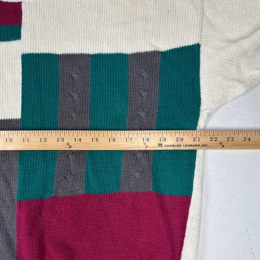 VTG 80s Par Four Sweater Mens Large Color Block Knit‎ Pullover Casual Cosby EUC